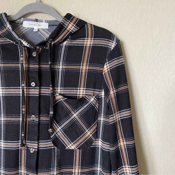 Eden & Olivia Black Shirt Button Down Plaid Size M - Picture 6 of 8